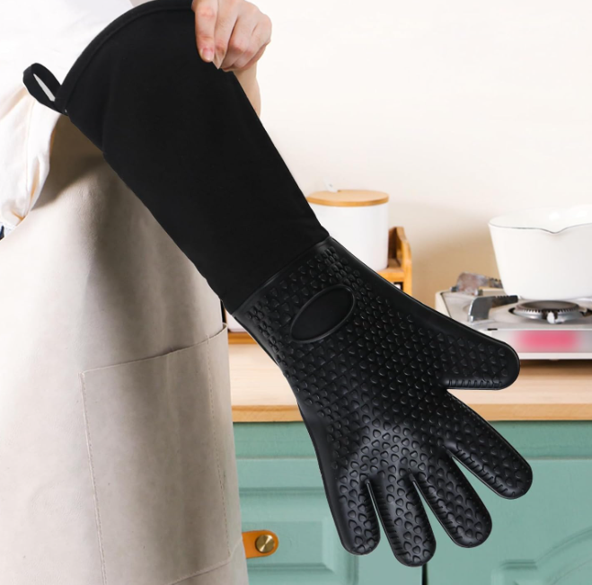 Extra Long Heat Resistant Silicone Oven Gloves for BBQ Baking and Grilling - Image 2