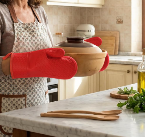 Silicone Heat Resistant Oven Mitts for Baking and Outdoor Grilling