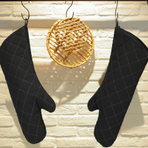 Extra Long Thick Oven Mitts with Heat Resistant Cotton Lining