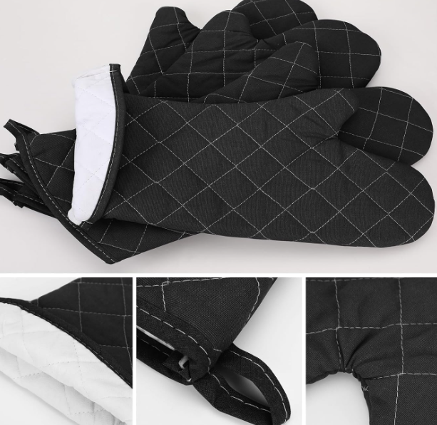 Extra Long Thick Oven Mitts with Heat Resistant Cotton Lining - Image 2