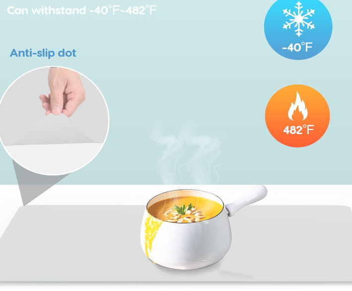 Large Silicone Countertop Protector Mat with Heat Resistant and Non Slip Surface - Image 2