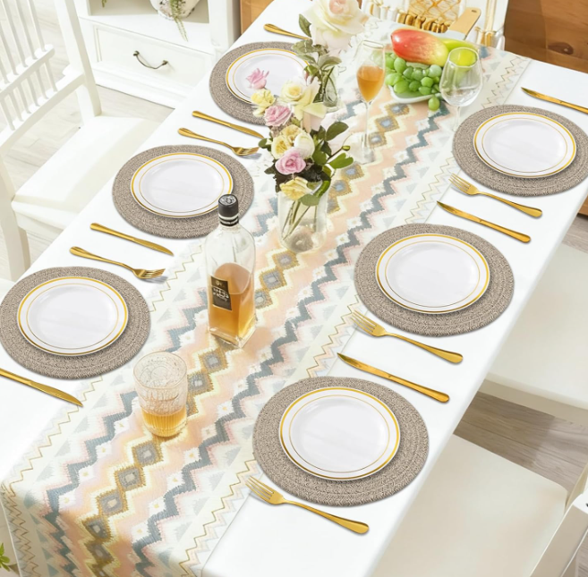 Round Woven Cotton Rope Placemats for Dining Table and Hot Dishes