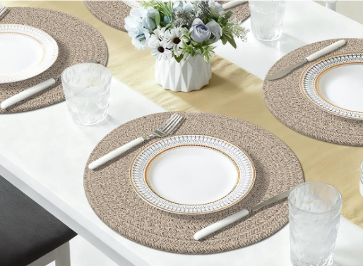 Round Woven Cotton Rope Placemats for Dining Table and Hot Dishes - Image 2