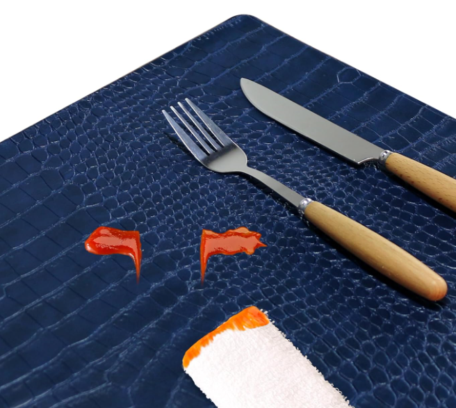 Waterproof Faux Leather Placemats with Heat Resistant and Easy Clean Surface - Image 2