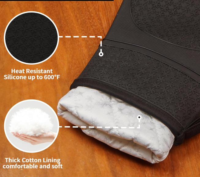 Soft Silicone Oven Mitts with Non Slip Grip for Baking Cooking and BBQ - Image 2