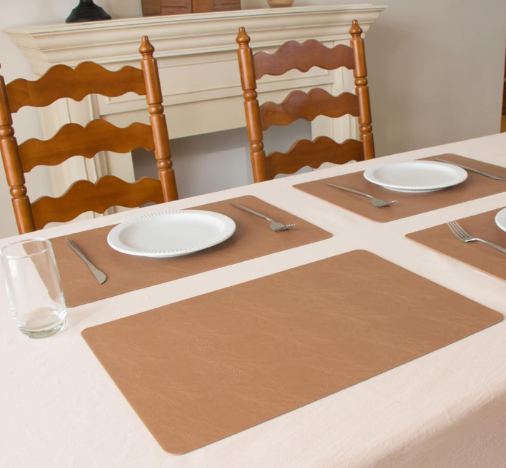 Easy Clean Faux Leather Placemats with Waterproof Heat Resistant Protection