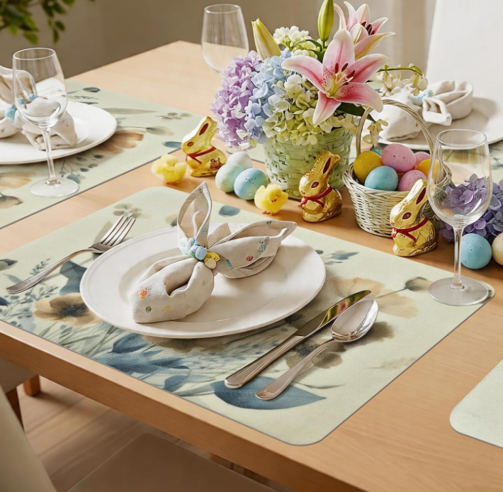 Waterproof Washable Vinyl Placemats with Non Slip Heat Resistant Surface - Image 2