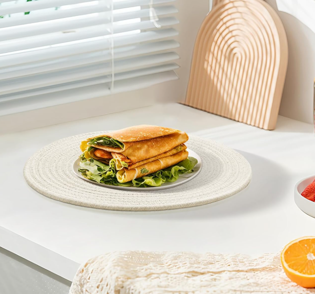Round Woven Cotton Rope Placemats with Heat Resistant Protection