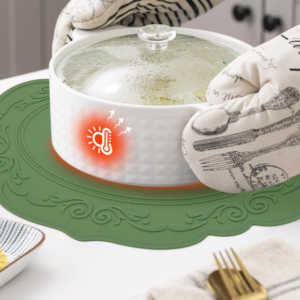 Oval Silicone Placemats with Waterproof Non Slip Heat Resistant Surface