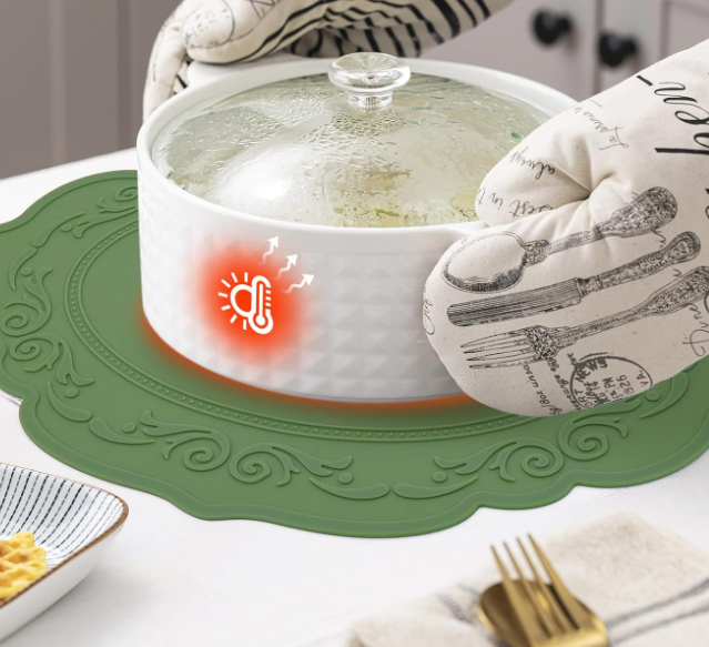 Oval Silicone Placemats with Waterproof Non Slip Heat Resistant Surface