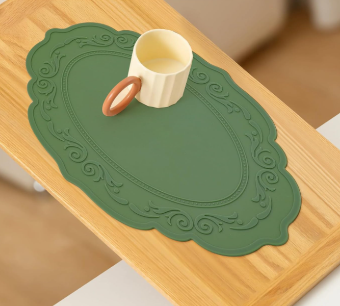 Oval Silicone Placemats with Waterproof Non Slip Heat Resistant Surface - Image 2