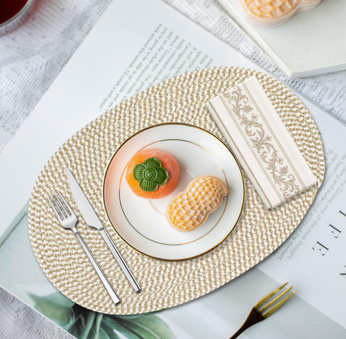 Oval Woven Cotton Rope Placemats for Dining Tables and Hot Dishes