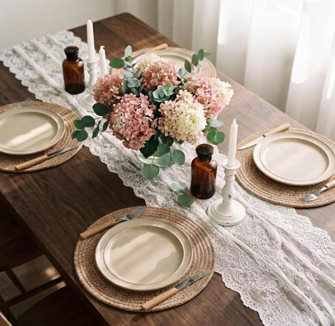 Round Braided Cotton Rope Placemats with Non Slip Heat Resistant Surface