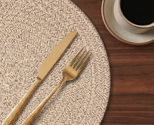 Round Braided Cotton Rope Placemats with Non Slip Heat Resistant Surface - Image 2