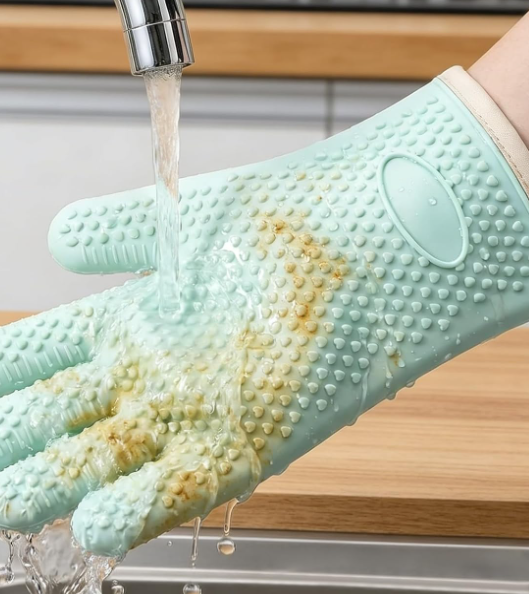 Flexible Heat Resistant Silicone Cooking Gloves for Baking and Grilling