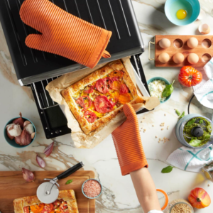Ribbed Soft Silicone Oven Mitts for Kitchen Cooking and Baking