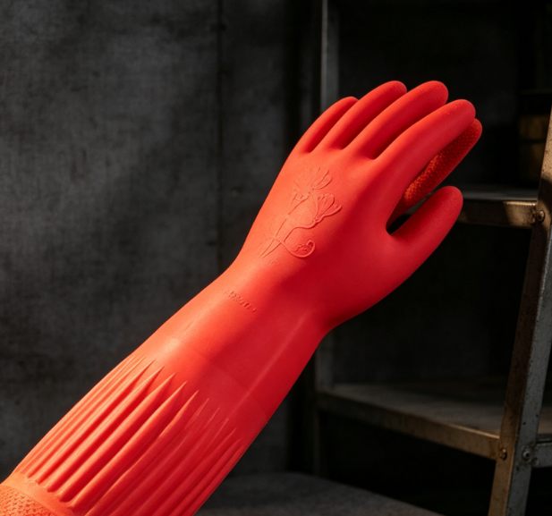 Heat Resistant Rubber Cleaning Gloves for Dishwashing and Kitchen Use